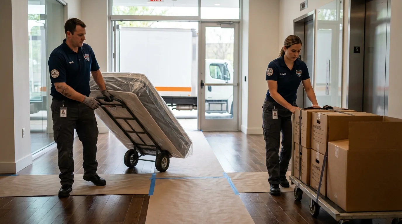 Professional apartment movers loading elevator in Jarrettsville, MD