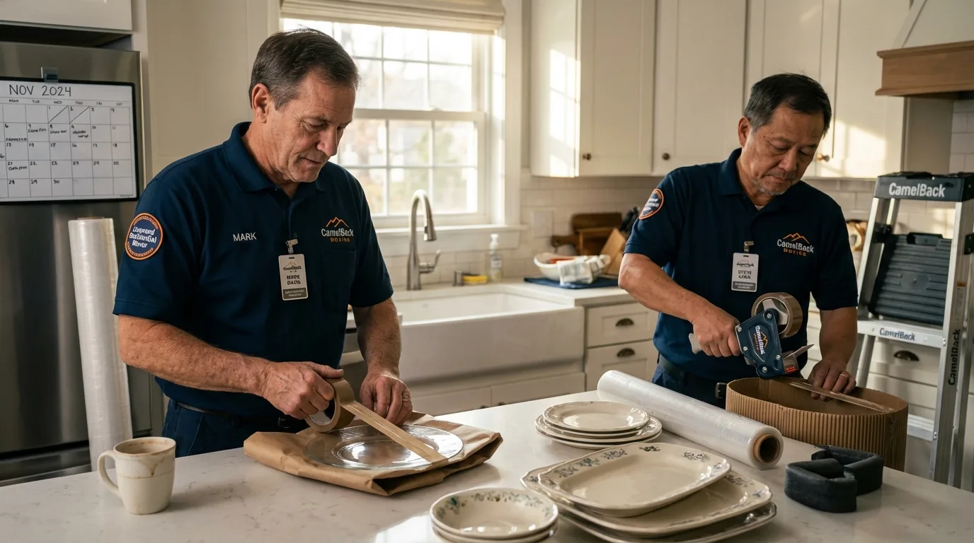 Professional crew packing kitchen dishware in Jarrettsville, MD