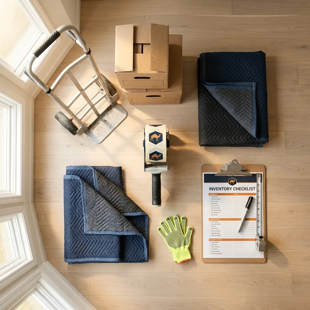 Professional moving supplies and packing materials layout for Jarrettsville residential relocations